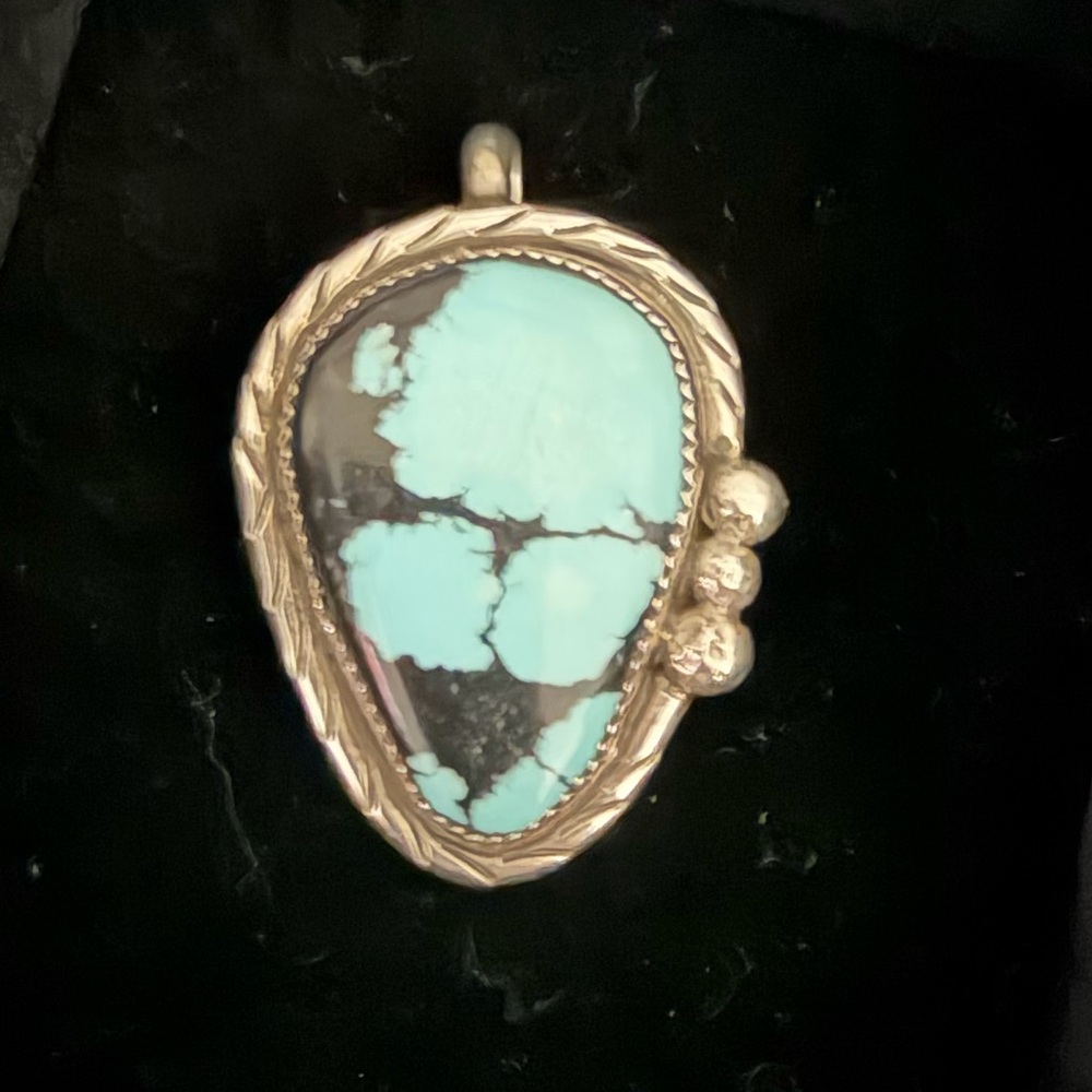 Vintage Navajo Turquoise Sterling Silver Statement Pendant Brooch Roy Buck Dinè